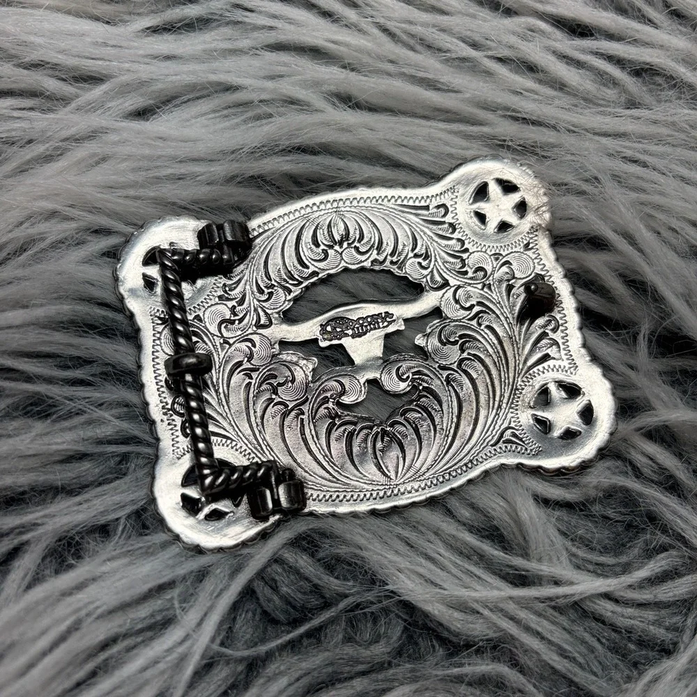 1 in Texas SBA 2012 Nocona Shooting Star Bull Head‎ Cowboy Belt Buckle Silver
